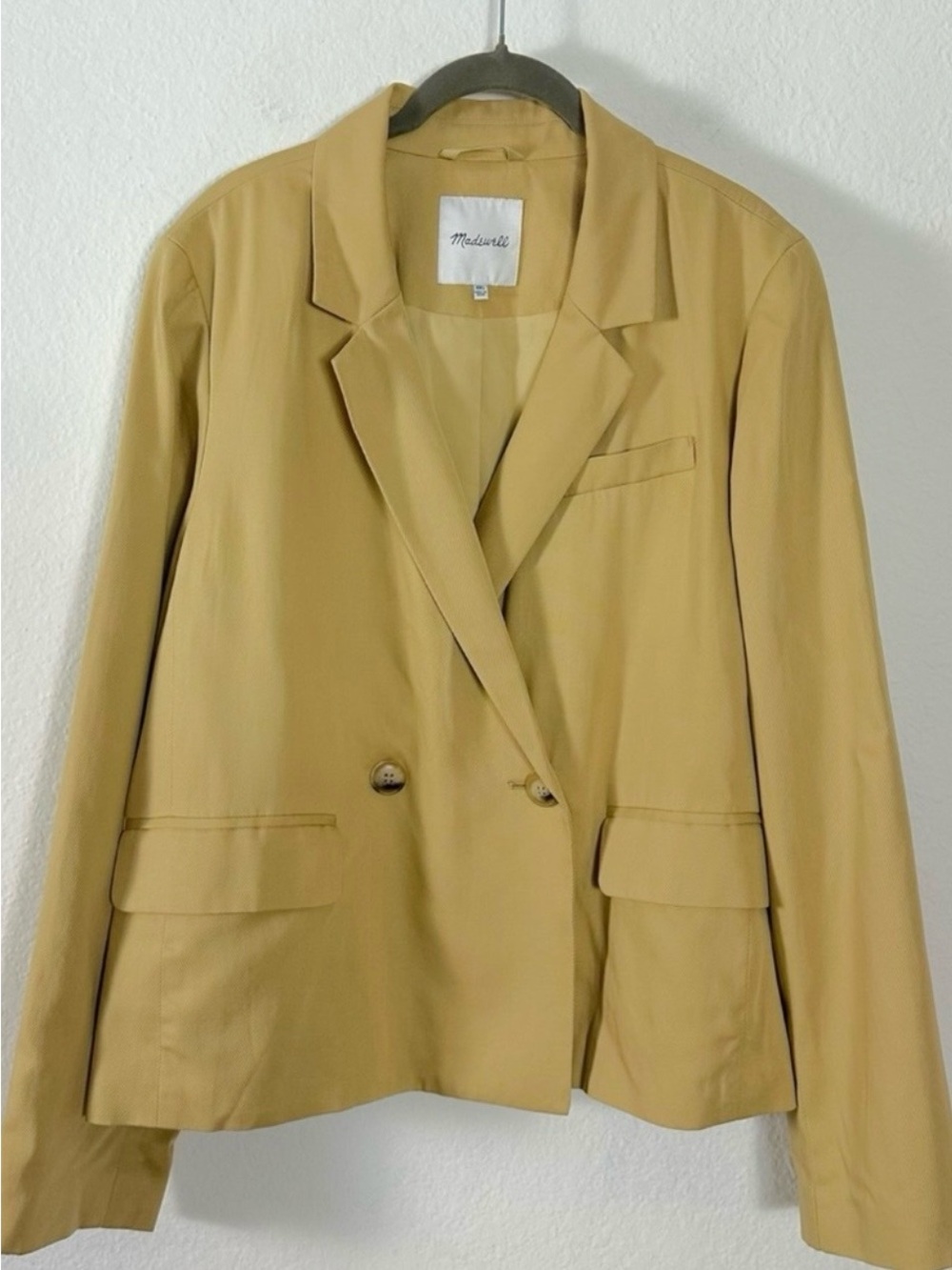 Madewell Caldwell Short Blazer Size XXL Double Breasted Tan Neutral Preppy